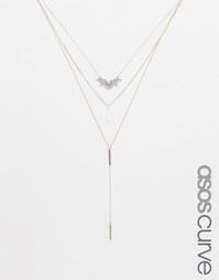 Ожерелье в несколько рядов ASOS CURVE - Серебряный