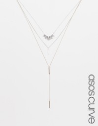 Ожерелье в несколько рядов ASOS CURVE - Серебряный