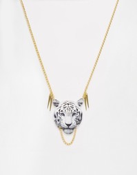 Ожерелье с подвеской в виде головы тигра Suzywan - Белый
