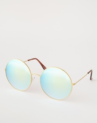 Круглые солнцезащитные очки с голубыми зеркальными линзами ASOS