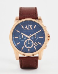 Часы с хронографом и кожаным ремешком Armani Exchange Outerbanks AX250