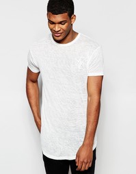 Длинная футболка с выжженным принтом и закругленной кромкой SikSilk