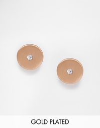Позолоченные серьги‑гвоздики с кристаллом Pilgrim - Розовое золото