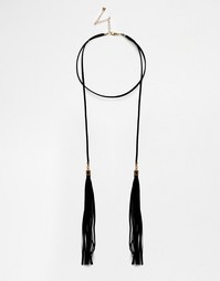 Ожерелье-чокер с кисточками на шнурках ASOS - Черный