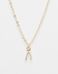 Ожерелье с подвеской счастливая косточка ASOS - Золотой