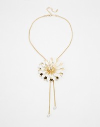 Ожерелье с цветком лотуса ASOS - Кремовый