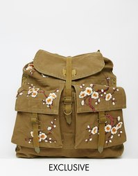 Рюкзак в стиле милитари с цветочной отделкой Reclaimed Vintage