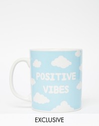 Кружка с принтом Positive Vibes Ohh Deer - Синий