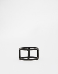 Черное прорезиненное кольцо с отделкой решеткой ASOS - Черный