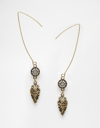 Серьги с листиками и камнями ASOS - Золотой