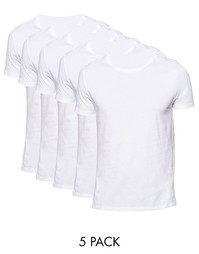 5 футболок с круглым вырезом ASOS - Скидка 20% - Белый