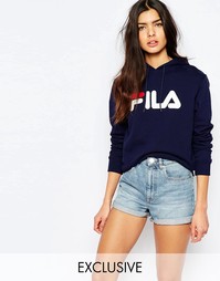 Oversize-худи с большим логотипом Fila - Темно-синий