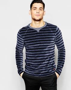 Велюровая футболка с круглым вырезом Scotch &amp; Soda - Темно-синий