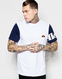 Футболка с маленьким логотипом и контрастными рукавами Ellesse - Белый