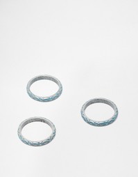 Набор фактурных серебристых колец ASOS - Серебряный