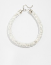 Цилиндрическое ожерелье из бисера ASOS - Белый