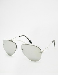 Солнцезащитные очки-авиаторы без оправы ASOS - Серебристое зеркало