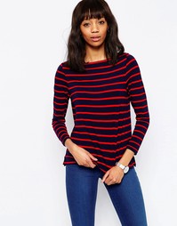 Футболка в полоску с вырезом лодочкой и длинными рукавами ASOS