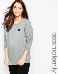 Свитшот для беременных с сердечками ASOS Maternity - Серый меланж
