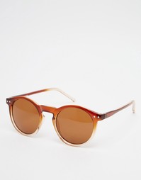 Круглые солнцезащитные очки в коричневой оправе ASOS - Коричневый