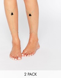 Комплект из 2 броских браслетов на ногу ASOS - Золотой