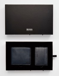 Подарочный набор с кожаным кошельком и визитницей Hugo Boss - Черный