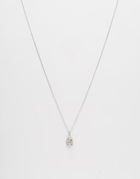Серебристое ожерелье с подвеской из полудрагоценного камня ASOS