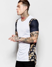 Удлиненная футболка асимметричной длины SikSilk - Черный