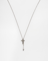 Серебристое ожерелье с крестом и черепом Seven London - Серебряный