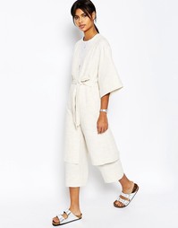 Кимоно с завязкой на талии ASOS - Кремовый
