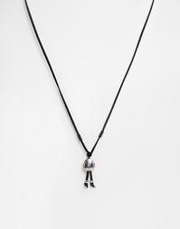 Ожерелье-шнурок с круглой подвеской в стиле вестерн ASOS - Черный
