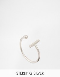 Серебряное кольцо с планкой и шаром Dogeared - Серебряный