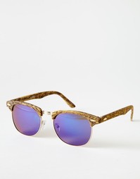 Прорезиненные солнцезащитные очки в стиле ретро с эффектом дерева ASOS