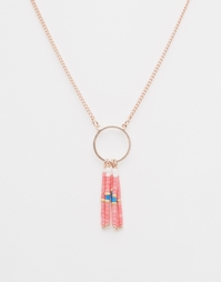 Ожерелье-чокер с кольцом и бисерной подвеской ASOS - Розовое золото