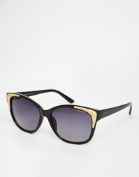 Солнцезащитные очки кошачий глаз с золотистой отделкой Esprit - Черный