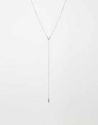 Y-образное ожерелье с листиком ASOS - Серебряный