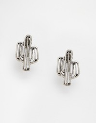 Серьги-гвоздики в форме кактуса ASOS - Шлифованный серебряный