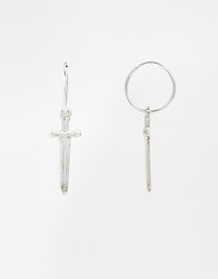 Серьги-кольца ASOS - Античный серебряный
