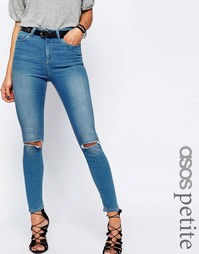 Синие выбеленные джинсы скинни с прорехами ASOS PETITE Ridley
