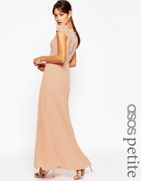 Плиссированное платье макси с кружевной спинкой ASOS PETITE WEDDING