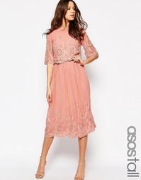 Платье миди с вышивкой ASOS TALL PREMIUM - Розовый