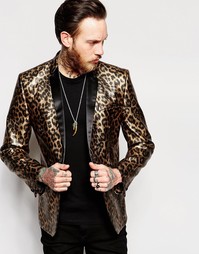 Приталенный пиджак с леопардовым принтом ASOS - Золотой