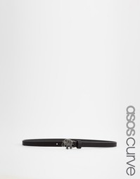 Узкий ремень с пряжкой‑слоном ASOS CURVE - Черный
