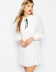 Свободное платье со складками и контрастной завязкой ASOS - Белый