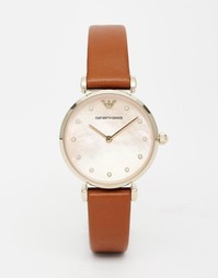 Часы со светло-коричневым кожаным ремешком Emporio Armani Gianni