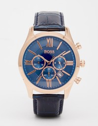 Часы с синим кожаным ремешком Hugo Boss 1513320 - Синий