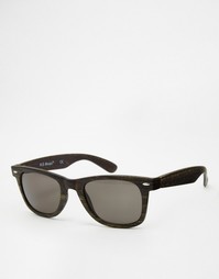 Квадратные солнцезащитные очки в серой деревянной оправе AJ Morgan