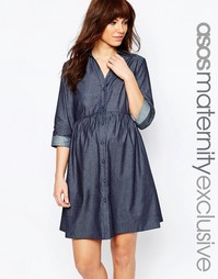 Свободное джинсовое платье для беременных ASOS Maternity - Синий