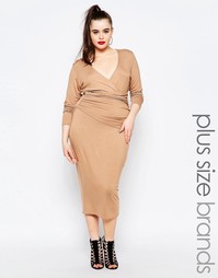 Платье-футляр c запахом спереди Missguided Plus - Телесный
