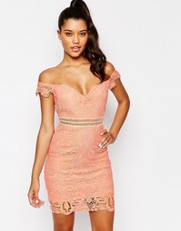 Кружевное платье мини с широким вырезом Love Triangle